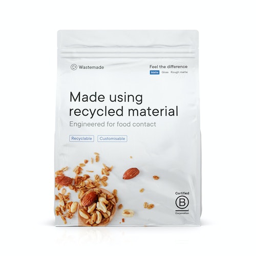 Wastemade™ post-consumer recycled (PCR) flat bottom pouch